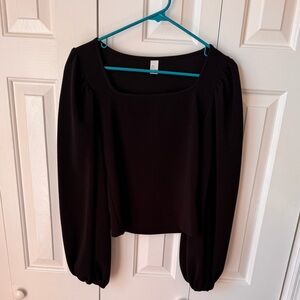 Black Long Sleeve Crop Blouse